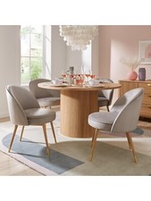 Carina 120cm Round Dining Table & 4 Chairs Oak/Grey  Kitchen Set | Free Delivery