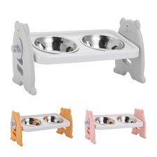 Large Dog Food Feeding Stand Station Stainless Steel Double Raised Bowls Feeding