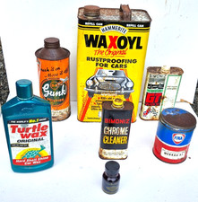 Various Vintage Oil Polish Cans Gunk Good Year Waxoyl Simonz Turtle Wax Fina