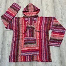 Mexican Hoodie Drug Rug Earthragz Baja Jerga Bohohippy Unisex Festival M 36-38in