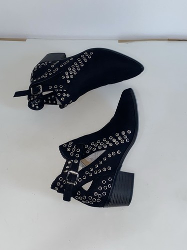 Black suede ankle boots with