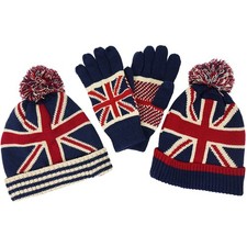 union jack hats british flag beanie bobble knitted mens womens one-size