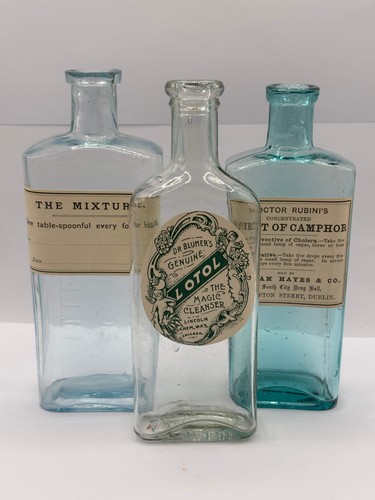 Old chemist bottles with - 3,