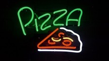 Pizza Slice Open 24"x16" Neon Sign Lamp Light Hanging Nightlight Business EY