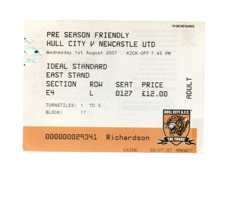 Used ticket hull city v - used,
