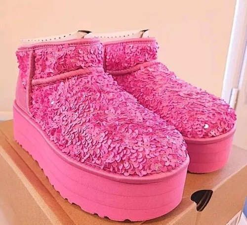 Ugg sequin pink boots - sequin,