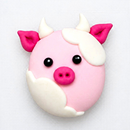 Edible pink white - fondant, cow