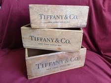 TIFFANY & CO RUSTIC WOODEN BOXES QTY 3 DIFFERENT SIZES DISPLAY STORAGE 12 11 10"