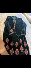 Ladies Designer Long Kurta Khaadi Size 12 Embroidered Velvet New 