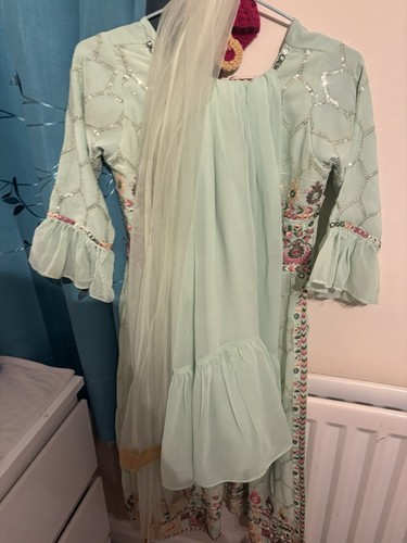 Girls mint green saree dress - girls,