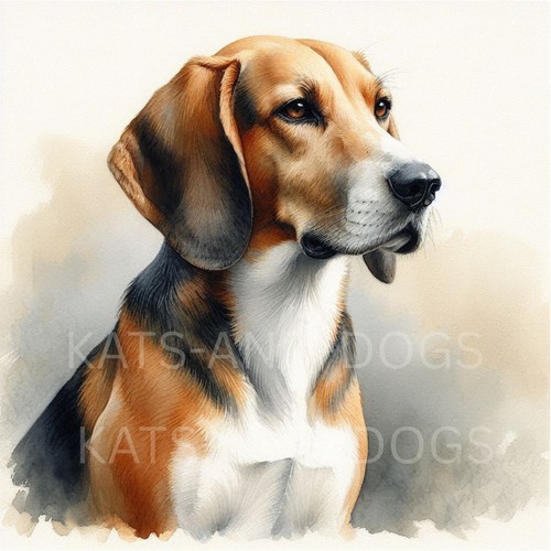 Foxhound fox watercolour - foxhound,