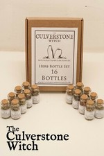 Herb Bottles Box Set of 16 - Witch Wicca Pagan Witchcraft Charm Spells Ritual