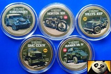 USA & GB Collection of 5x Military Vehicles of the WWII World War 2 Coin Medals