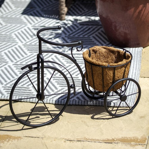 Black metal bicycle coco fibre - black,