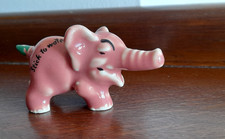 Collectable Vintage Wade Pottery Pink Elephant ornament "Stick to Water!" 1950s