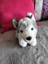 Keel Toys 'Storm' Husky Dog Blue Collar Plush Soft Toy 12" Approx