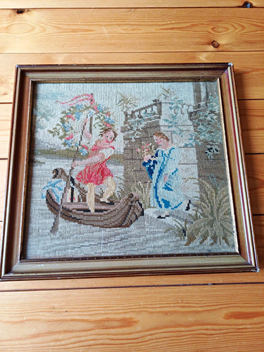 Framed needlepoint picture - framed,