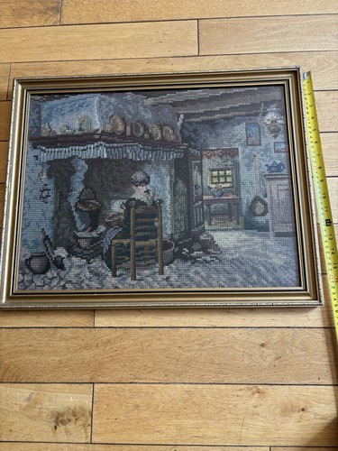 Antique framed tapestry size - tapestry.,
