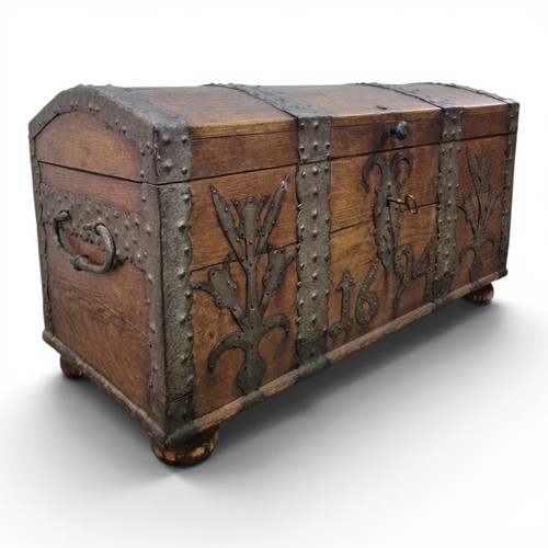 Antique continental oak coffer - continental,