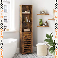 Tall Bathroom Cabinet Storage Unit Rustic Slim Tallboy Cupboard Door Shelves NEW
