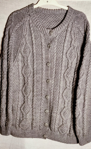 Ladies hand knit mid grey - , aran