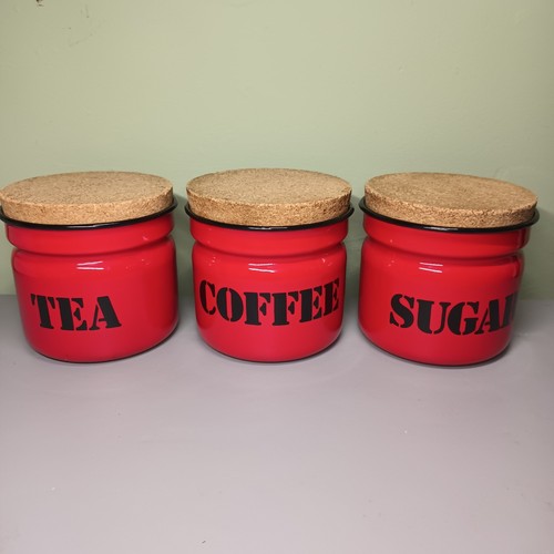 Vintage red enamel tea coffee - enamel,