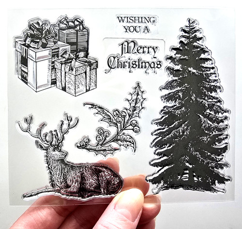 Clear stamps reindeer tree - clear,