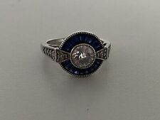 Tova Diamonique QVC Simulated Diamond Sapphire Ring Sterling Silver Size R