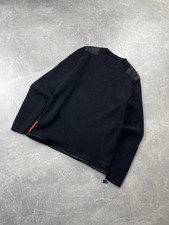 Prada Sport Linea Rossa Vintage 2000s Black Wool Sweater Made in Italy Sz 46