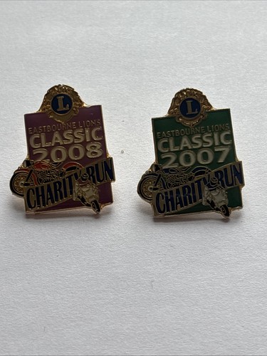 Two lions club metal badges - club,