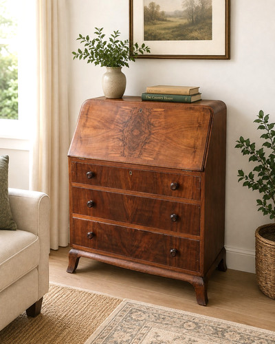 Vintage walnut bureau writing - vintage,