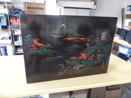Chinese black lacquer wood low - chinese,