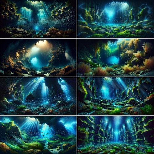 Large deep cave fish tank - cave,