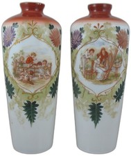 A pair of Victorian milk glass