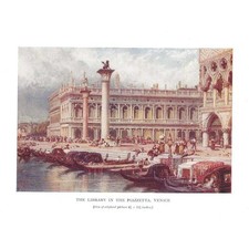 VENICE The Library of the Piazzetta - Antique Print 1906