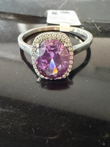 Amethyst ring oval purple - purple, cz