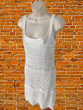 ZARA KNIT MEDIUM WHITE CROCHET SLEEVELESS SHORT 100% COTTON BEACH COVER UP DRESS