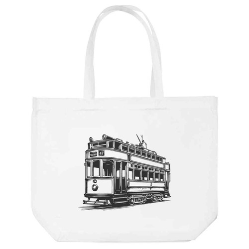 Vintage tram shopping tote - 'vintage,