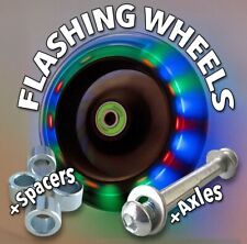 Wheelchair Castors x 2 PRO FLASHING LED Light-Up wheels 100mm 120mm 4 or 5 inch