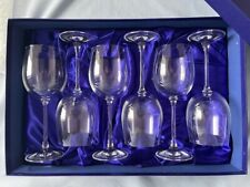 SET OT 6 BOXED ROYAL DOULTON FINEST LEAD CRYSTAL WINE GLASSES GOBLETS, Unused