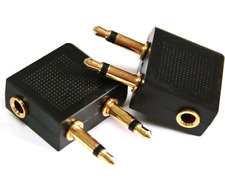 2 pcs Airplane Flight Headphone Adapter for 3.5mm Plug Jack Socket Converter UK