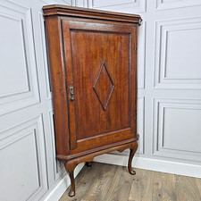 Antique Oak Georgian Single Door Freestanding Corner Cabinet Cupboard On Legs