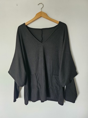 Black ribbed batwing - black,