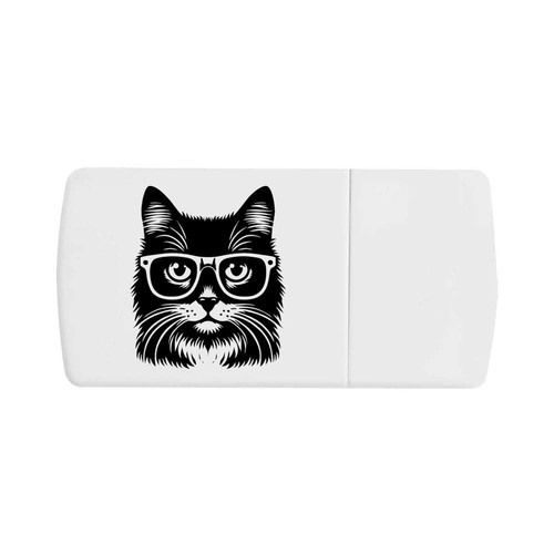 Cat wearing glasses pill box - 'cat,