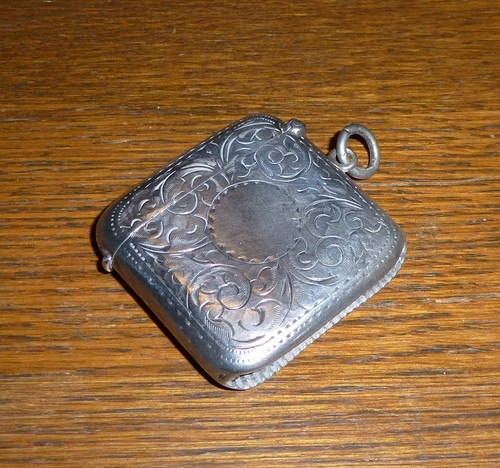Antique silver vesta case - silver,
