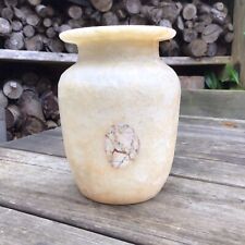 Old Vintage Museum Replica Egyptian Hand Carved Alabaster Stone Vase 8.75” Tall