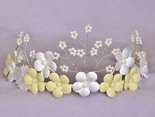 BUTTERCUP YELLOW WHITE IVORY Flower Girl Headdress Bridal Tiara Bridesmaid Crown