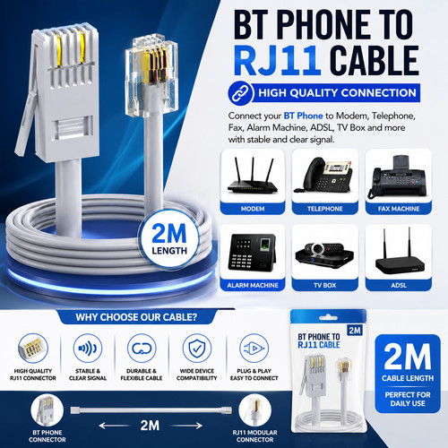 Telephone extension cable - bt,