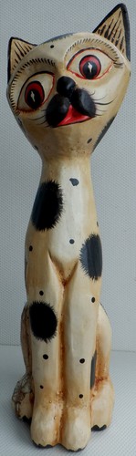 Vintage wooden painted cat - vintage,