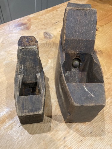 Two vintage wood block planes - block,